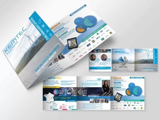 Création dépliant 3 volets RH finition mat papier épais pour cabinet études Kemtec Ingénierie