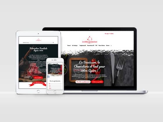 design du site web les délices du saucisson sur imac, tablette et mobile