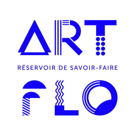 Communication graphique avec DU SIROP design : logo Artflo Bordeaux version officielle avec baseline bleue sur fond transparent