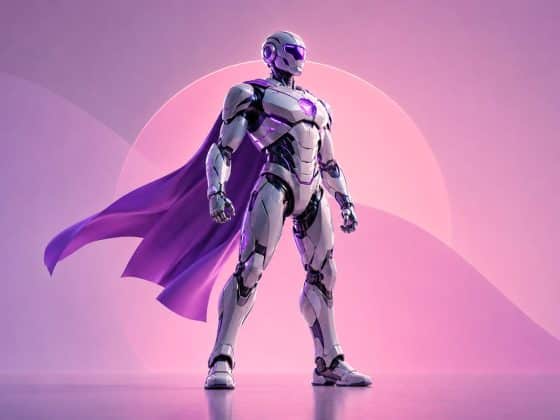 outils IA design graphique, robot super héros